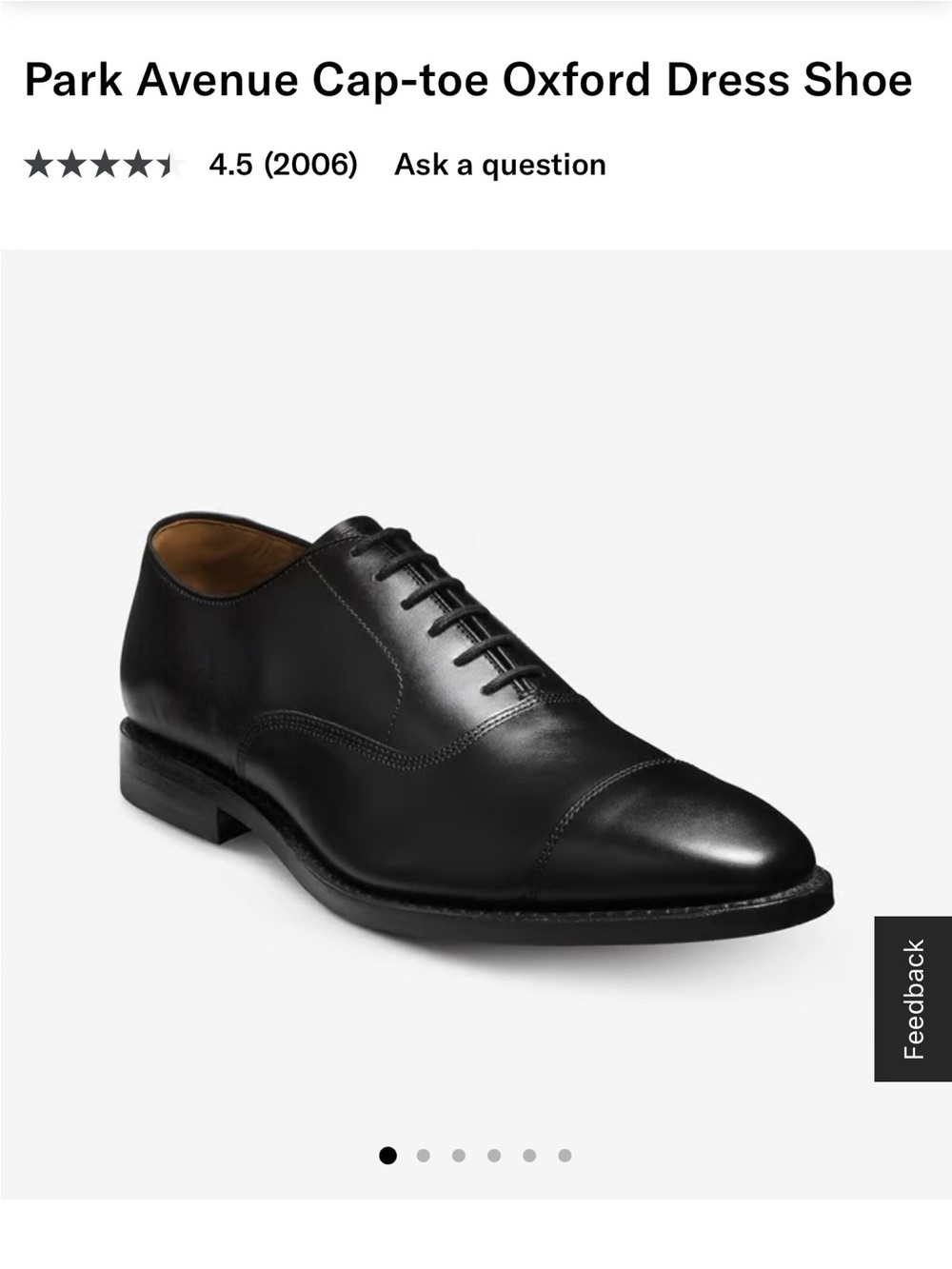 Allen Edmonds Black Cap-Toe Park Avenue Oxford
